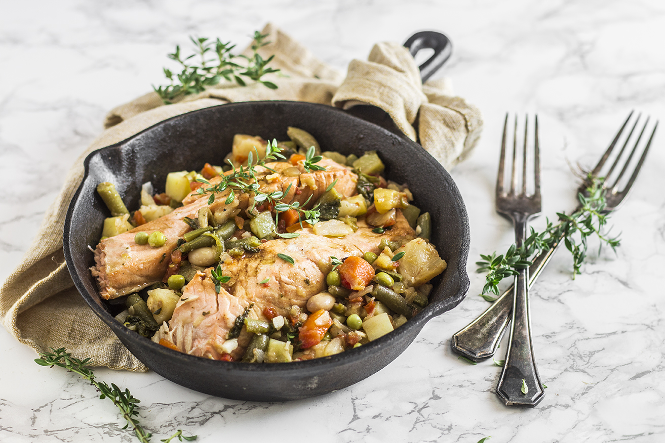 salmone con verdure