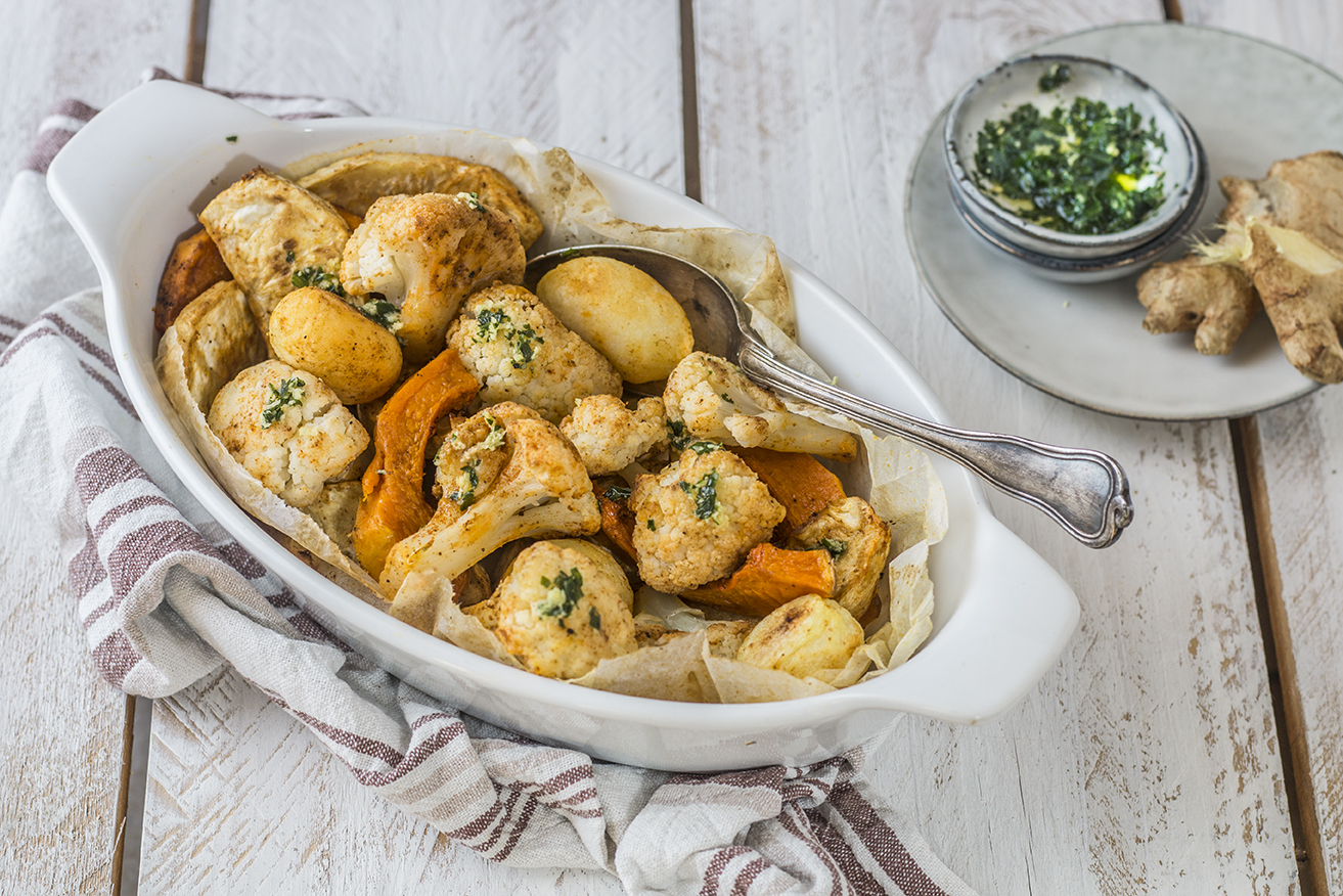 cavolfiore e verdure arrosto alla paprika